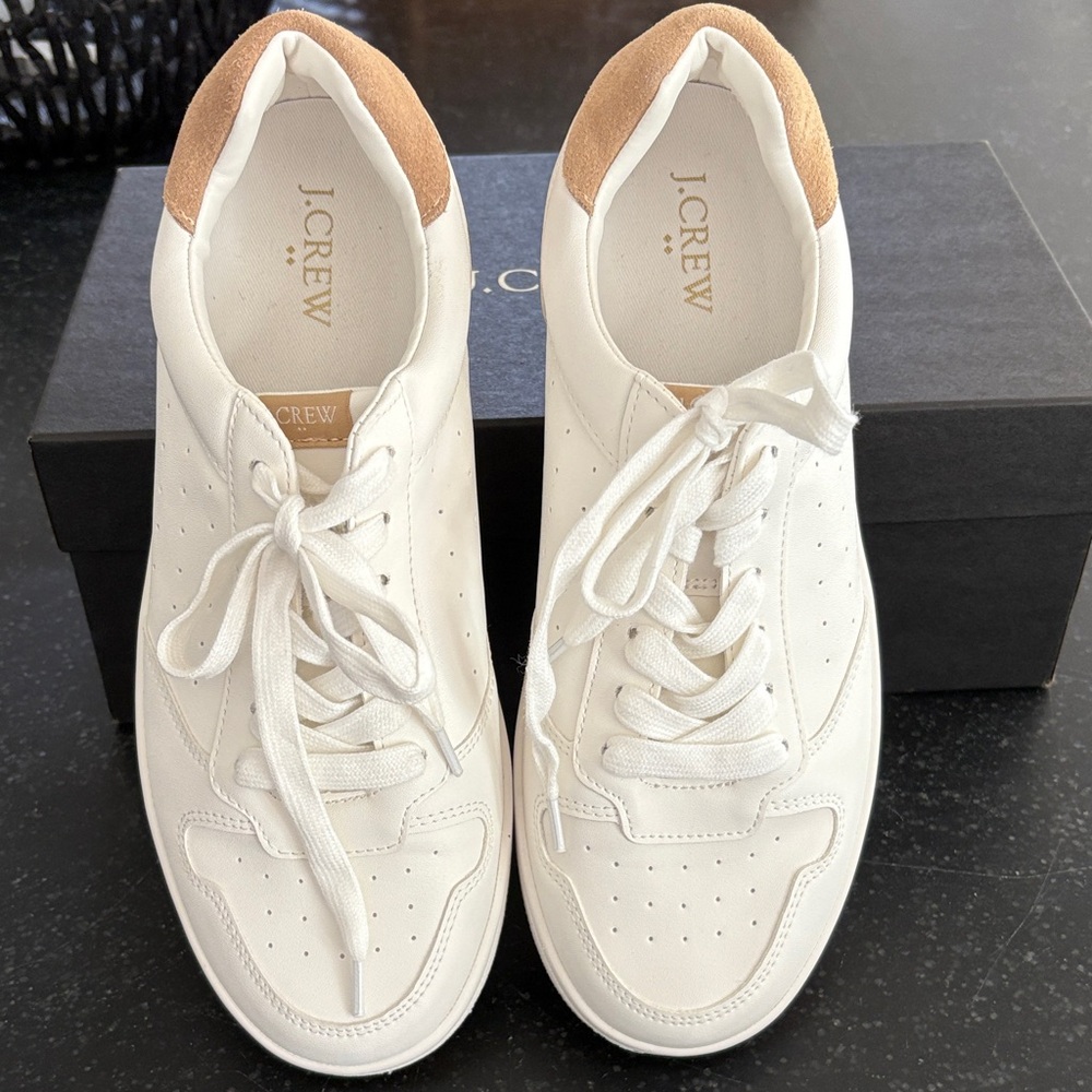 New in Box J. Crew Women's Cream and Tan Sneakers size 9.5